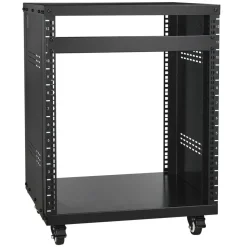VEVOR 12U AV Rack Stand, 300 lbs Capacity, Network Stereo Recording Studio Rack with Lockable Caster Wheels Round & Square Holes, Special Vents for 19