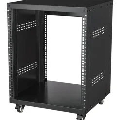 VEVOR 12U AV Rack Stand, 300 lbs Capacity, Network Stereo Recording Studio Rack with Lockable Caster Wheels Round & Square Holes, Special Vents for 19