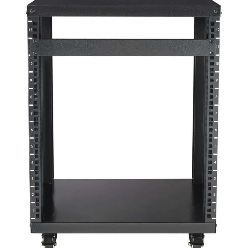 VEVOR 12U AV Rack Stand, 300 lbs Capacity, Network Stereo Recording Studio Rack with Lockable Caster Wheels Round & Square Holes, Special Vents for 19" Audio Video Musical & IT Equipment Mounting
