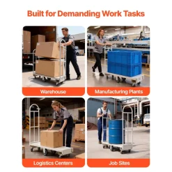 VEVOR U-Boat Platform Truck Dolly, 2000 lbs Load Capacity, Heavy Duty Steel Utility Cart, Industrial Hand Push Truck with Six Wheels and Dual Detachable Handles, for Warehouse, 60 x 16.1 x 59.5 in