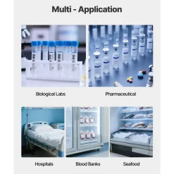 VEVOR Ultra Low Temperature Freezer, 58 L, −40℉ to −123℉ Adjustable Temp Range, with Rollers and Digital Display, 304 Stainless Steel Liner, Low Temperature Lab Freezer for Laboratory Samples Storage