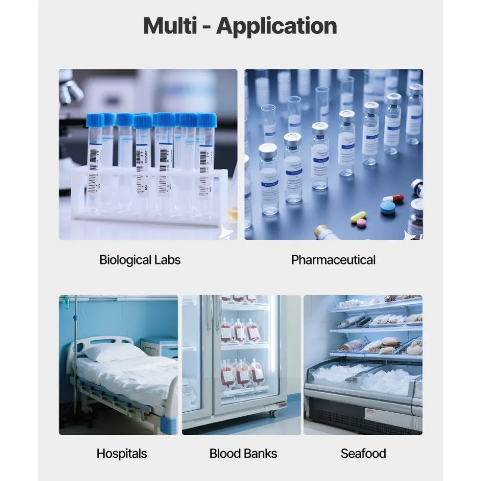 VEVOR Ultra Low Temperature Freezer, 58 L, −40℉ to −123℉ Adjustable Temp Range, with Rollers and Digital Display, 304 Stainless Steel Liner, Low Temperature Lab Freezer for Laboratory Samples Storage
