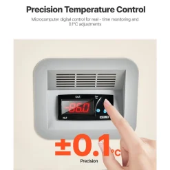 VEVOR Ultra Low Temperature Freezer, 58 L, −40℉ to −123℉ Adjustable Temp Range, with Rollers and Digital Display, 304 Stainless Steel Liner, Low Temperature Lab Freezer for Laboratory Samples Storage