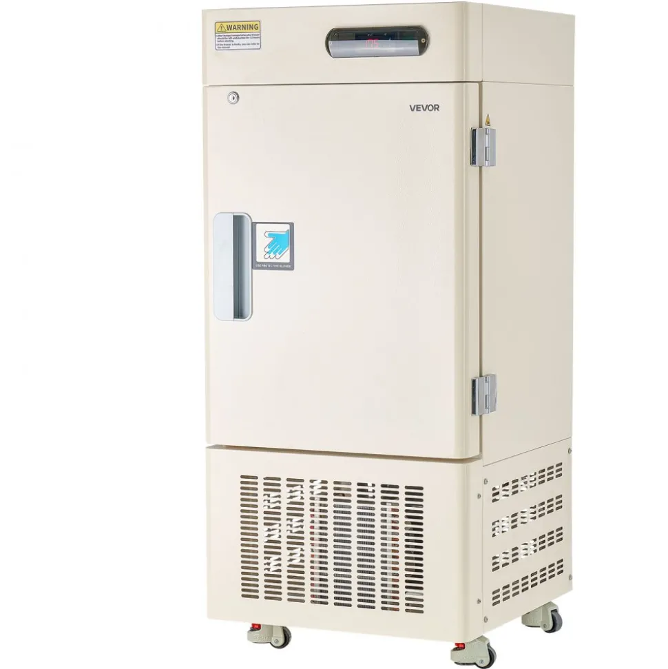 VEVOR Ultra Low Temperature Freezer, 28 L, −40℉ to −123℉ Adjustable Temp Range, with Rollers and Digital Display, 304 Stainless Steel Liner, Low Temperature Lab Freezer for Laboratory Samples Storage