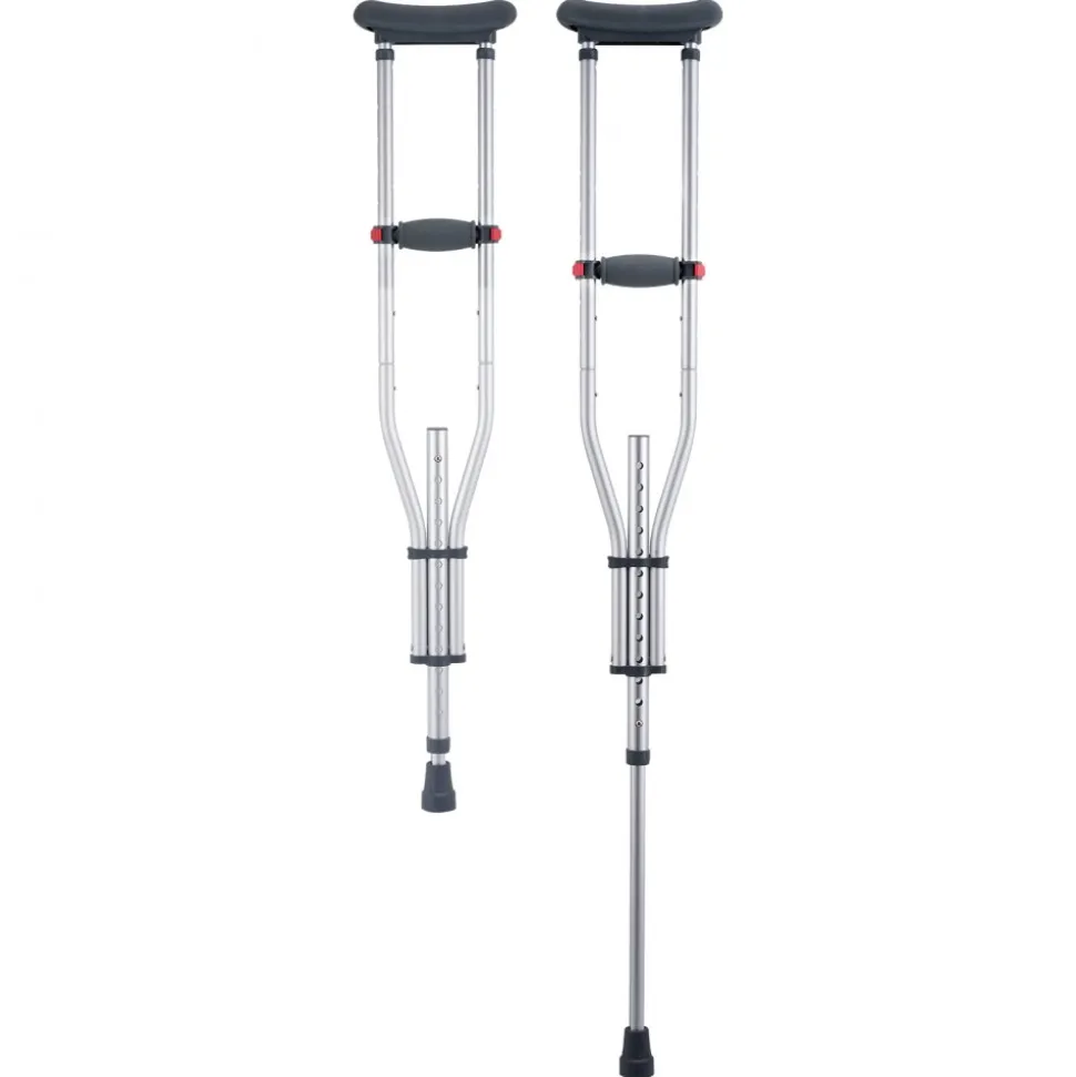 VEVOR Underarm Crutches, 13-Level Height Adjustable Underarm Walking Crutches, Lightweight Aluminum Crutches for Adults Teenager - with Soft Underarm Pad for Leg Injury Surgery Disabled, 1 Pair 300LBS