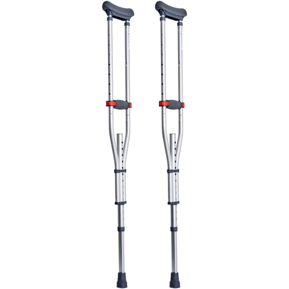 VEVOR Underarm Crutches, 13-Level Height Adjustable Underarm Walking Crutches, Lightweight Aluminum Crutches for Adults Teenager - with Soft Underarm Pad for Leg Injury Surgery Disabled, 1 Pair 300LBS