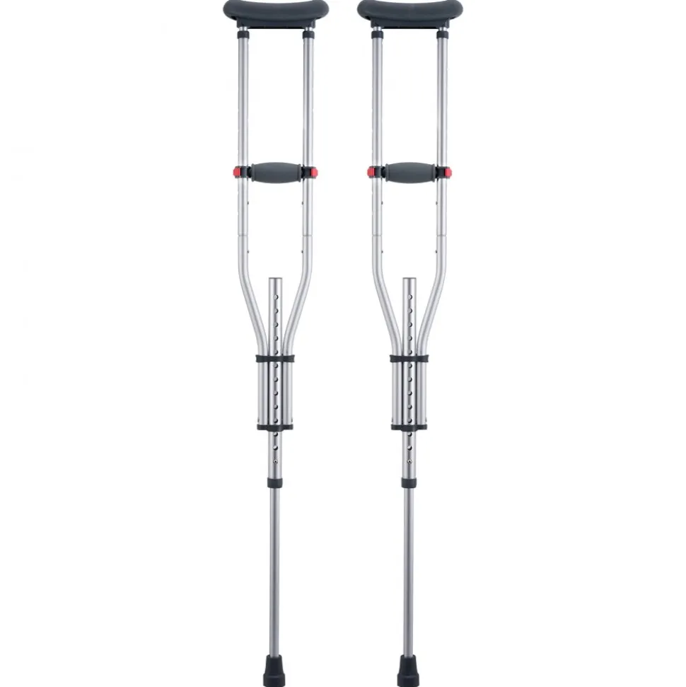VEVOR Underarm Crutches, 13-Level Height Adjustable Underarm Walking Crutches, Lightweight Aluminum Crutches for Adults Teenager - with Soft Underarm Pad for Leg Injury Surgery Disabled, 1 Pair 300LBS