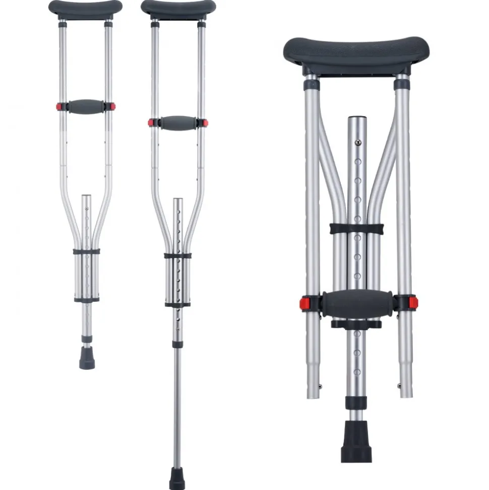 VEVOR Underarm Crutches, 13-Level Height Adjustable Underarm Walking Crutches, Lightweight Aluminum Crutches for Adults Teenager - with Soft Underarm Pad for Leg Injury Surgery Disabled, 1 Pair 300LBS