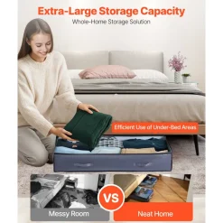 VEVOR Under Bed Storage with Clear Lids, 39.2 x 19.7 x 7.1 Inch, 90L Large Underbed Clothes Storage Containers, Low Profile Under Bed Drawer Shoe Organizer Bins Box for Blanket Shoe Bedroom, 6 Pack
