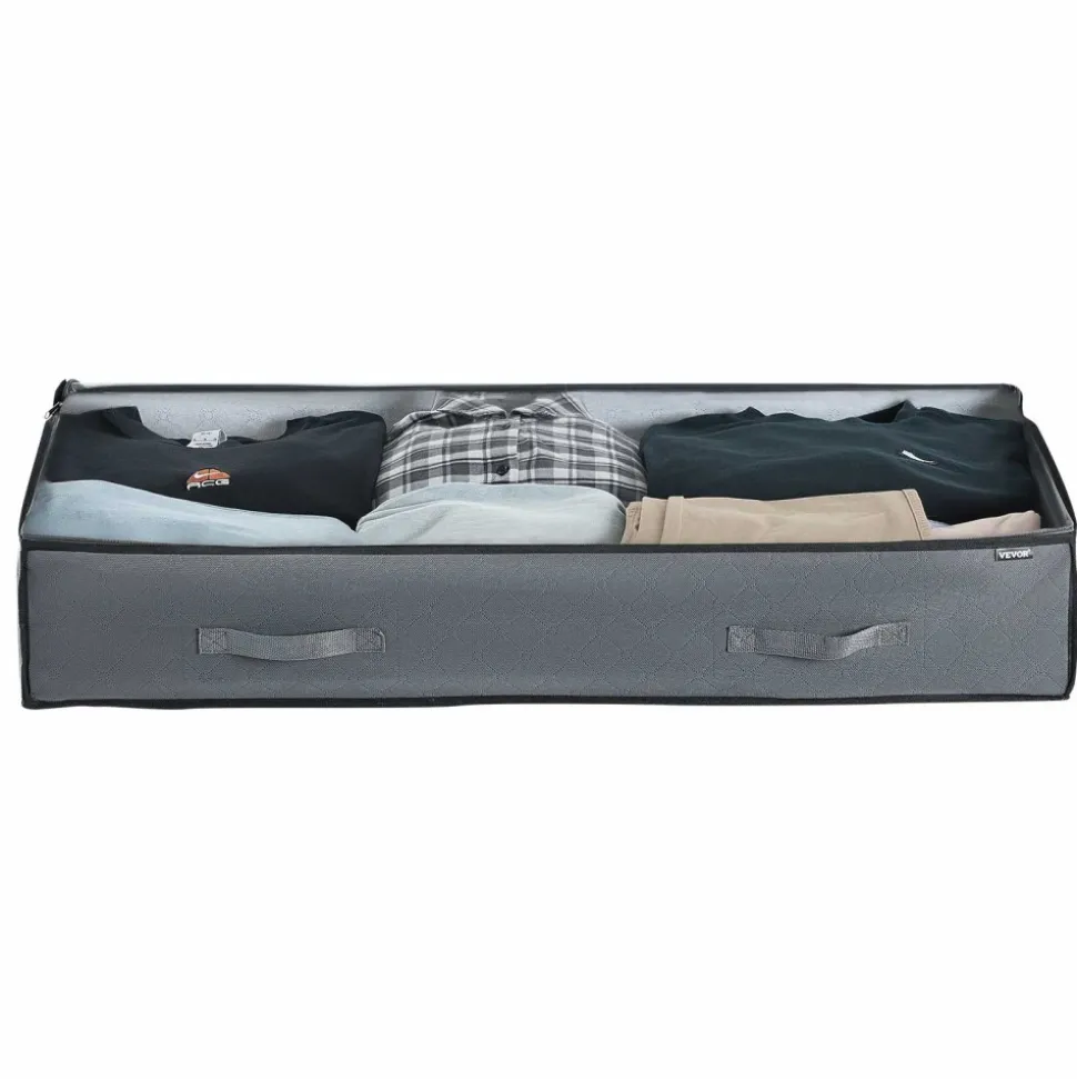 VEVOR Under Bed Storage with Clear Lids, 39.2 x 19.7 x 7.1 Inch, 90L Large Underbed Clothes Storage Containers, Low Profile Under Bed Drawer Shoe Organizer Bins Box for Blanket Shoe Bedroom, 4 Pack