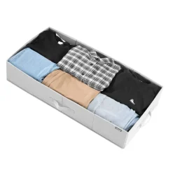 VEVOR Under Bed Storage with Lids, 31.7 x 15.9 x 6.1 Inch, 48L Large Underbed Clothes Storage Containers, Low Profile Gray Under Bed Drawer Shoe Organizer Bins Box for Blanket Shoe Bedroom, 2 Pack