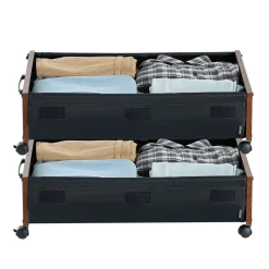 VEVOR Under Bed Storage with Wheels, 39.8 x 20.1 x 5.9 inch Underbed Containers, Underbed Shoes Organizer with Lid & Gray Latch, Rolling Under the Bed Storage Bins for Clothes Shoes Blankets, 2 Pack