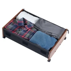 VEVOR Under Bed Storage with Wheels, 39.8 x 20.1 x 5.9 inch Underbed Containers, Underbed Shoes Organizer with Lid & Gray Latch, Rolling Under the Bed Storage Bins for Clothes Shoes Blankets, 2 Pack