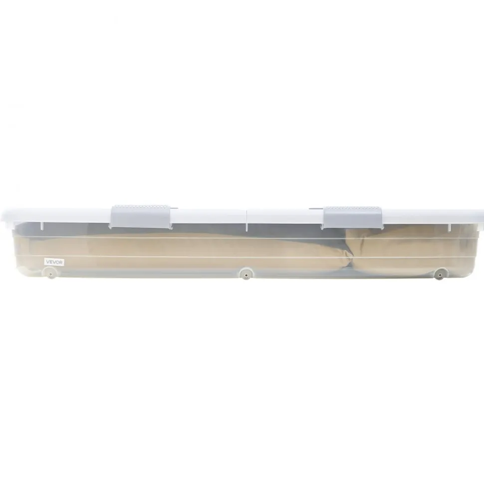 VEVOR Under Bed Storage with Wheels, 30.3 x 18.5 x 6.8 inch, Underbed Containers with Clear Lid, Underbed Shoe Organizer, Rolling Under the Bed Storage Bins for Clothes Shoes Blankets Bedroom, 2 Pack
