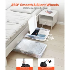 VEVOR Under Bed Storage with Wheels, 30.3 x 18.5 x 6.8 inch, Underbed Containers with Clear Lid, Underbed Shoe Organizer, Rolling Under the Bed Storage Bins for Clothes Shoes Blankets Bedroom, 2 Pack