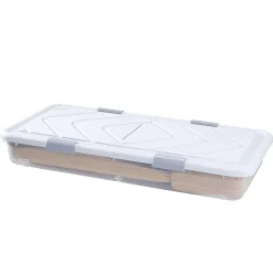 VEVOR Under Bed Storage with Wheels, 30.3 x 18.5 x 6.8 inch, Underbed Containers with Clear Lid, Underbed Shoe Organizer, Rolling Under the Bed Storage Bins for Clothes Shoes Blankets Bedroom, 2 Pack