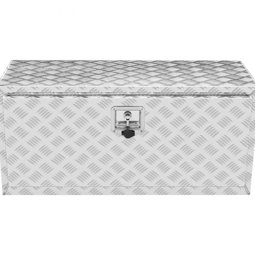VEVOR Underbody Truck Box, 36"×14"×16" Pickup Storage Box, Heavy Duty Aluminum Diamond Plate Tool Box with Lock and Keys, Waterproof Trailer Storage Box with T-Handle Latch for Truck, Van, Trailer