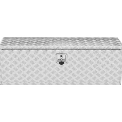 VEVOR Underbody Truck Box, 48"×17"×18" Pickup Storage Box, Heavy Duty Aluminum Diamond Plate Tool Box with Lock and Keys, Waterproof Trailer Storage Box with T-Handle Latch for Truck, Van, Trailer
