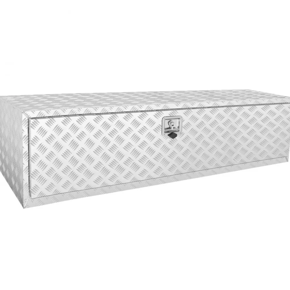 VEVOR Underbody Truck Box, 60"×24"×24" Pickup Storage Box, Heavy Duty Aluminum Diamond Plate Tool Box with Lock and Keys, Waterproof Trailer Storage Box with T-Handle Latch for Truck, Van, Trailer