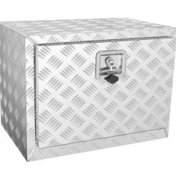 VEVOR Underbody Truck Box, 24"×14"×16" Pickup Storage Box, Heavy Duty Aluminum Diamond Plate Tool Box with Lock and Keys, Waterproof Trailer Storage Box with T-Handle Latch for Truck, Van, Trailer