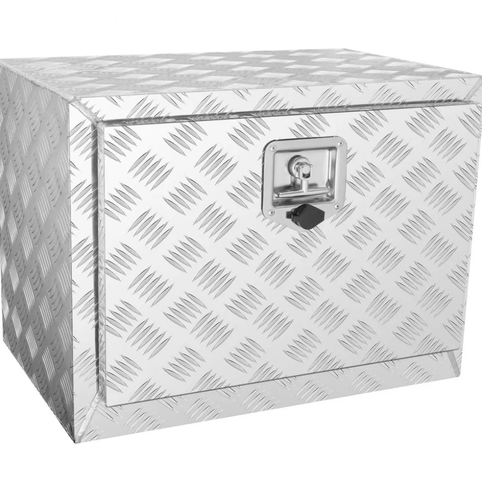 VEVOR Underbody Truck Box, 24"×14"×16" Pickup Storage Box, Heavy Duty Aluminum Diamond Plate Tool Box with Lock and Keys, Waterproof Trailer Storage Box with T-Handle Latch for Truck, Van, Trailer
