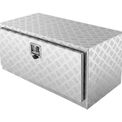VEVOR Underbody Truck Box, 36"×24"×24" Pickup Storage Box, Heavy Duty Aluminum Diamond Plate Tool Box with Lock and Keys, Waterproof Trailer Storage Box with T-Handle Latch for Truck, Van, Trailer