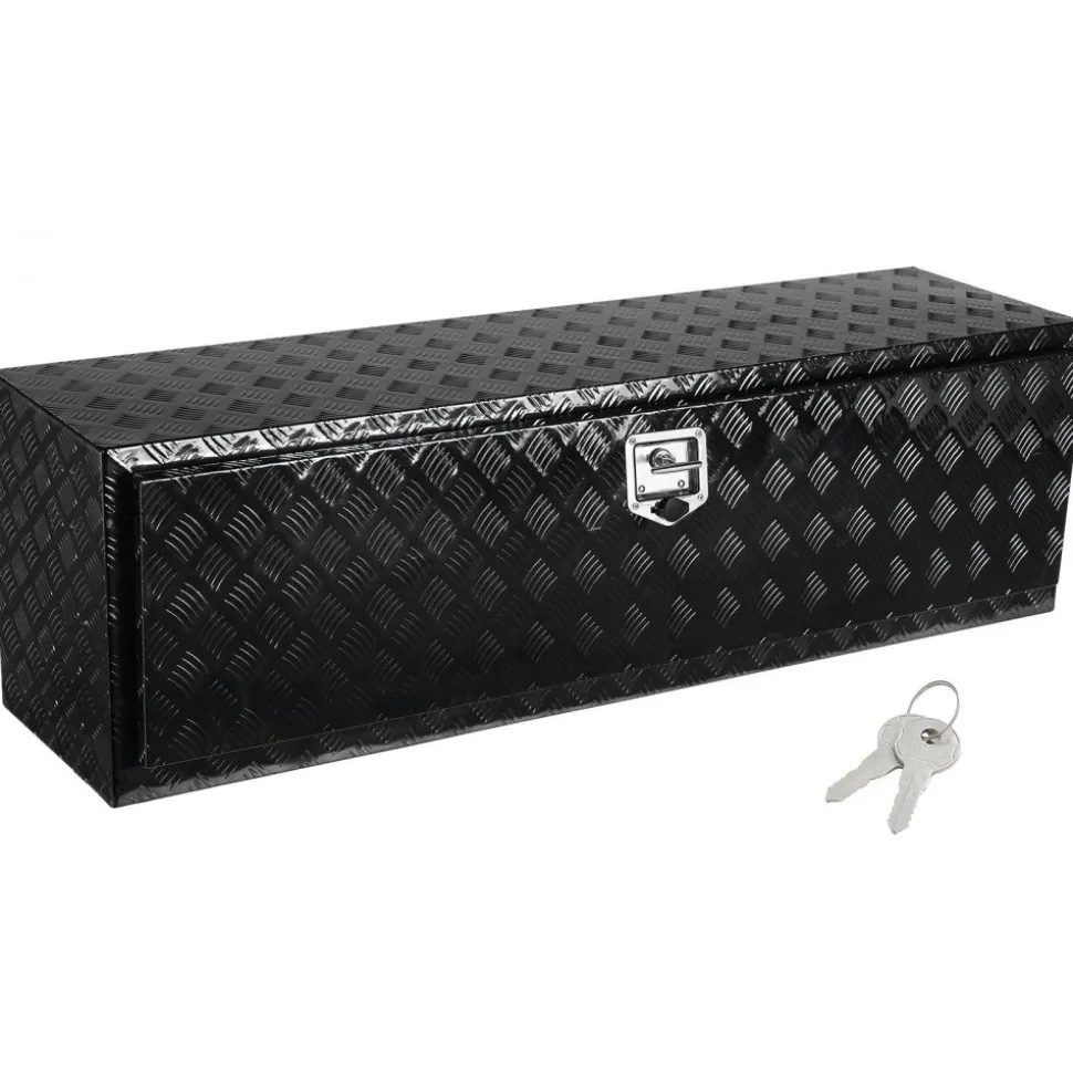 VEVOR Underbody Truck Box, 60" x 17" x 18" Pickup Storage Box, Heavy Duty Aluminum Diamond Plate Tool Box with Lock and Keys, Waterproof Trailer Storage Box with T-Handle Latch for Truck, Van, Trailer