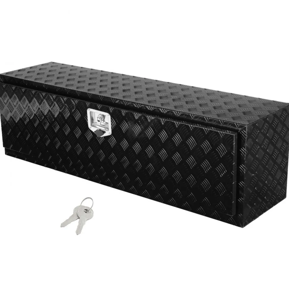 VEVOR Underbody Truck Box, 60" x 17" x 18" Pickup Storage Box, Heavy Duty Aluminum Diamond Plate Tool Box with Lock and Keys, Waterproof Trailer Storage Box with T-Handle Latch for Truck, Van, Trailer