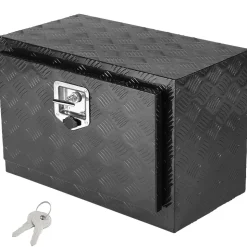 VEVOR Underbody Truck Box, 24" x 12" x 14" Pickup Storage Box, Heavy Duty Aluminum Diamond Plate Tool Box with Lock and Keys, Waterproof Trailer Storage Box with T-Handle Latch for Truck, Van, Trailer
