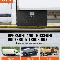 VEVOR Underbody Truck Box, 30" x 14" x 16" Pickup Storage Box, Heavy Duty Aluminum Diamond Plate Tool Box with Lock and Keys, Waterproof Trailer Storage Box with T-Handle Latch for Truck, Van, Trailer