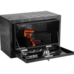 VEVOR Underbody Truck Box, 24" x 17" x 18" Pickup Storage Box, Heavy Duty Aluminum Diamond Plate Tool Box with Lock and Keys, Waterproof Trailer Storage Box with T-Handle Latch for Truck, Van, Trailer