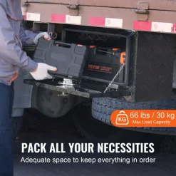 VEVOR Underbody Truck Box, 24" x 17" x 18" Pickup Storage Box, Heavy Duty Aluminum Diamond Plate Tool Box with Lock and Keys, Waterproof Trailer Storage Box with T-Handle Latch for Truck, Van, Trailer