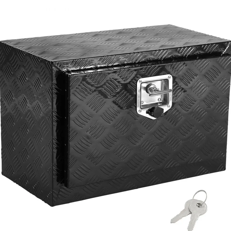 VEVOR Underbody Truck Box, 24" x 17" x 18" Pickup Storage Box, Heavy Duty Aluminum Diamond Plate Tool Box with Lock and Keys, Waterproof Trailer Storage Box with T-Handle Latch for Truck, Van, Trailer