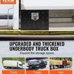 VEVOR Underbody Truck Box, 18" x 12" x 14" Pickup Storage Box, Heavy Duty Aluminum Diamond Plate Tool Box with Lock and Keys, Waterproof Trailer Storage Box with T-Handle Latch for Truck, Van, Trailer