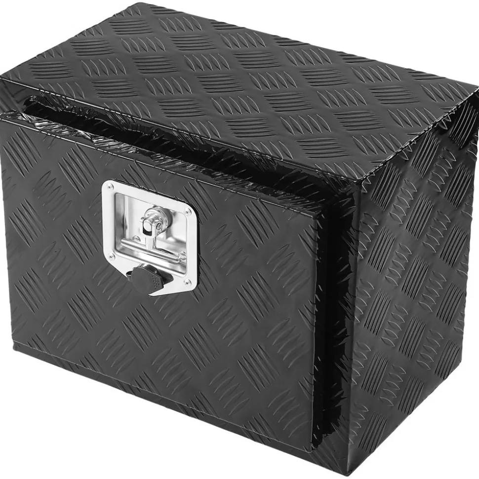 VEVOR Underbody Truck Box, 18" x 12" x 14" Pickup Storage Box, Heavy Duty Aluminum Diamond Plate Tool Box with Lock and Keys, Waterproof Trailer Storage Box with T-Handle Latch for Truck, Van, Trailer