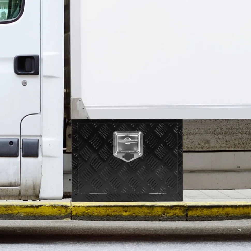 VEVOR Underbody Truck Box, 18" x 12" x 14" Pickup Storage Box, Heavy Duty Aluminum Diamond Plate Tool Box with Lock and Keys, Waterproof Trailer Storage Box with T-Handle Latch for Truck, Van, Trailer