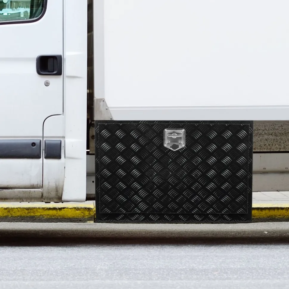 VEVOR Underbody Truck Box, 48" x 17" x 18" Pickup Storage Box, Heavy Duty Aluminum Diamond Plate Tool Box with Lock and Keys, Waterproof Trailer Storage Box with T-Handle Latch for Truck, Van, Trailer