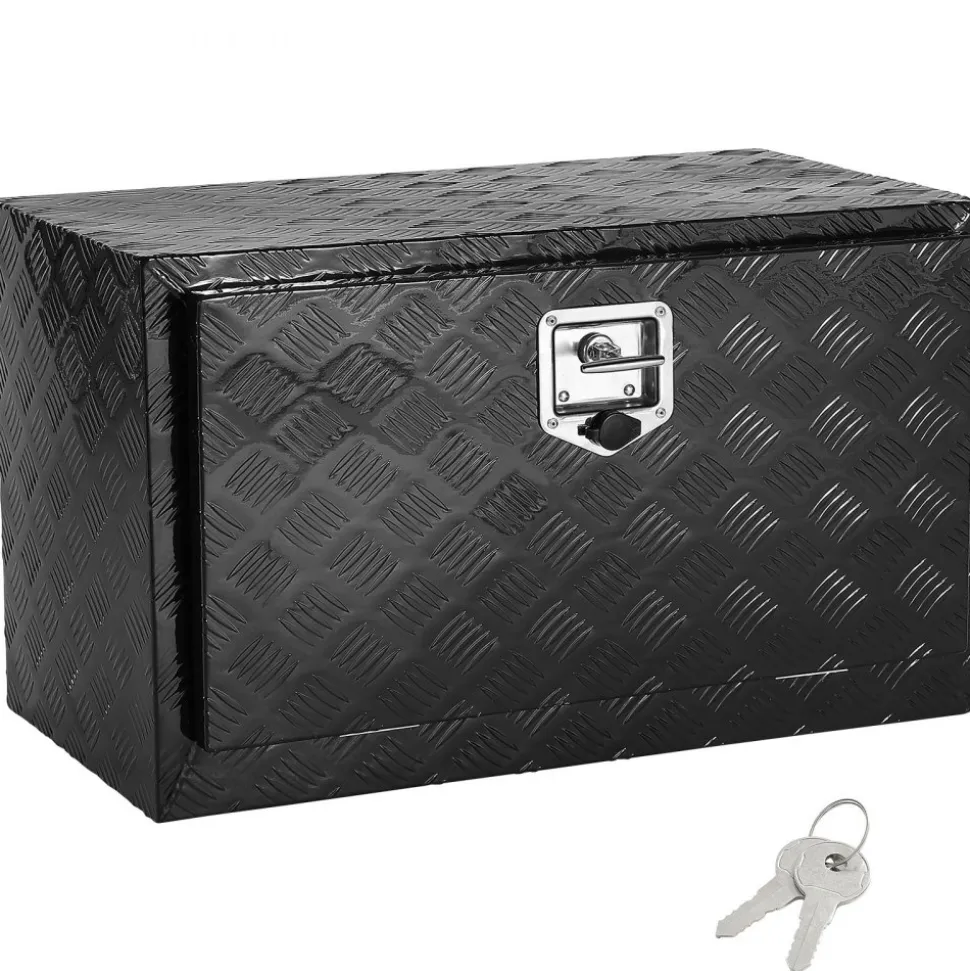 VEVOR Underbody Truck Box, 30" x 17" x 18" Pickup Storage Box, Heavy Duty Aluminum Diamond Plate Tool Box with Lock and Keys, Waterproof Trailer Storage Box with T-Handle Latch for Truck, Van, Trailer