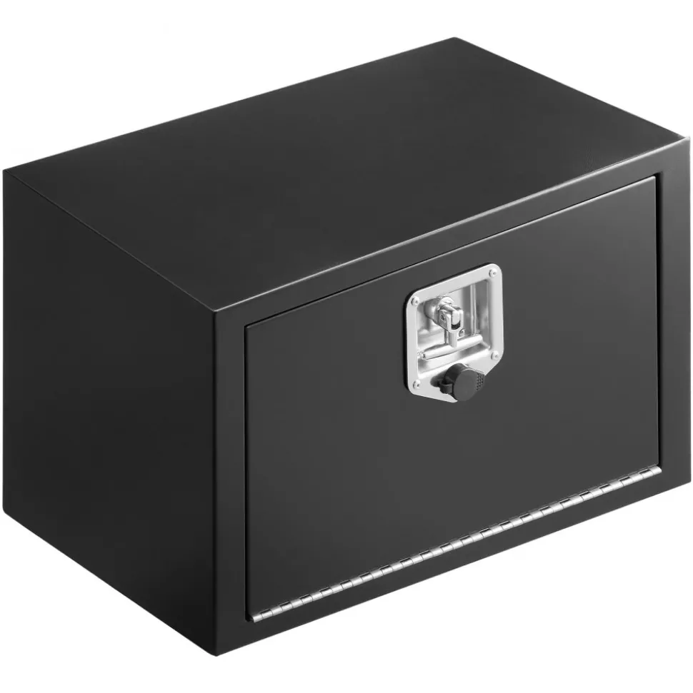 VEVOR Underbody Truck Tool Box, 24 x 12 x 14 Inch Heavy Duty Steel Trailer Storage Box with Lock & Keys, Waterproof Trailer Storage Organizer Under Body Chest with T-Handle for Truck, Van, SUV, Black