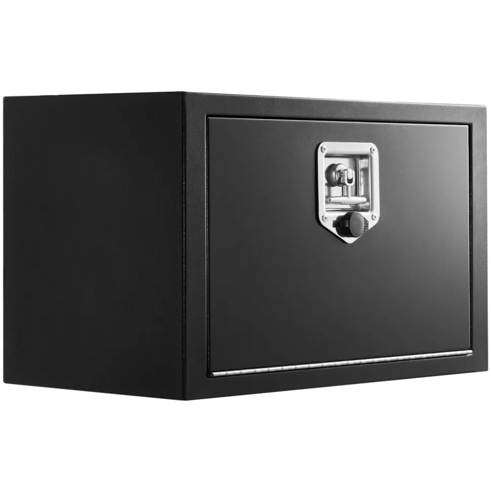 VEVOR Underbody Truck Tool Box, 24 x 12 x 14 Inch Heavy Duty Steel Trailer Storage Box with Lock & Keys, Waterproof Trailer Storage Organizer Under Body Chest with T-Handle for Truck, Van, SUV, Black