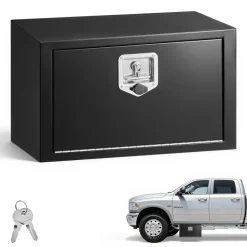 VEVOR Underbody Truck Tool Box, 24 x 12 x 14 Inch Heavy Duty Steel Trailer Storage Box with Lock & Keys, Waterproof Trailer Storage Organizer Under Body Chest with T-Handle for Truck, Van, SUV, Black