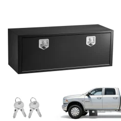 VEVOR Underbody Truck Tool Box, 48 x 18 x 18 Inch Heavy Duty Steel Trailer Storage Box with Lock & Keys, Waterproof Trailer Storage Organizer Under Body Chest with T-Handle for Truck, Van, SUV, Black