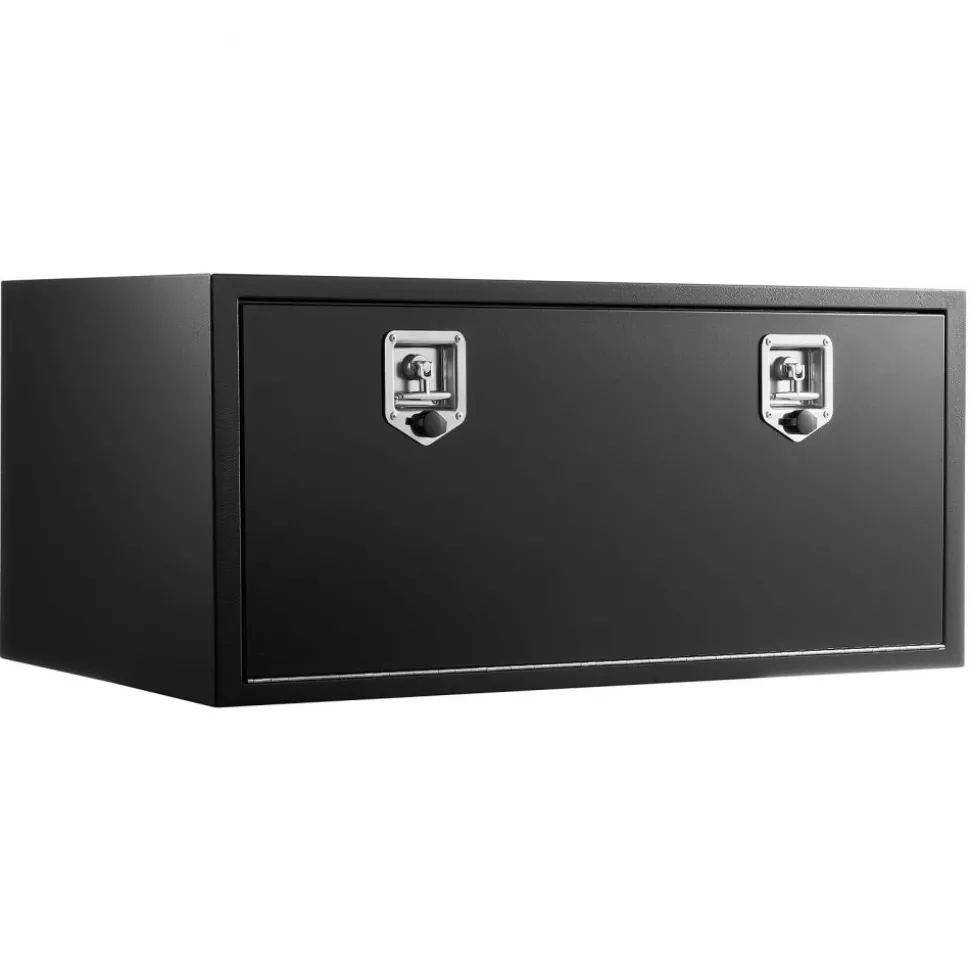 VEVOR Underbody Truck Tool Box, 48 x 18 x 18 Inch Heavy Duty Steel Trailer Storage Box with Lock & Keys, Waterproof Trailer Storage Organizer Under Body Chest with T-Handle for Truck, Van, SUV, Black
