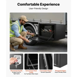VEVOR Underbody Truck Tool Box, 36 x 24 x 24 Inch Heavy Duty Steel Trailer Storage Box with Lock & Keys, Waterproof Trailer Storage Organizer Under Body Chest with T-Handle for Truck, Van, SUV, Black