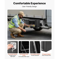 VEVOR Underbody Truck Tool Box, 18 x 12 x 14 Inch Heavy Duty Steel Trailer Storage Box with Lock & Keys, Waterproof Trailer Storage Organizer Under Body Chest with T-Handle for Truck, Van, SUV, Black