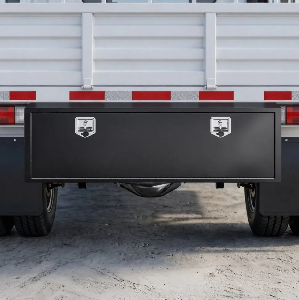 VEVOR Underbody Truck Tool Box, 60 x 18 x 18 Inch Heavy Duty Steel Trailer Storage Box with Lock & Keys, Waterproof Trailer Storage Organizer Under Body Chest with T-Handle for Truck, Van, SUV, Black