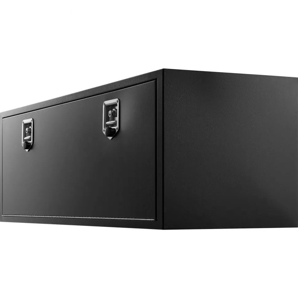 VEVOR Underbody Truck Tool Box, 60 x 18 x 18 Inch Heavy Duty Steel Trailer Storage Box with Lock & Keys, Waterproof Trailer Storage Organizer Under Body Chest with T-Handle for Truck, Van, SUV, Black