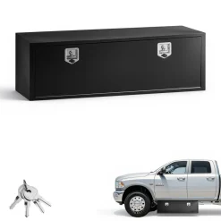 VEVOR Underbody Truck Tool Box, 60 x 18 x 18 Inch Heavy Duty Steel Trailer Storage Box with Lock & Keys, Waterproof Trailer Storage Organizer Under Body Chest with T-Handle for Truck, Van, SUV, Black