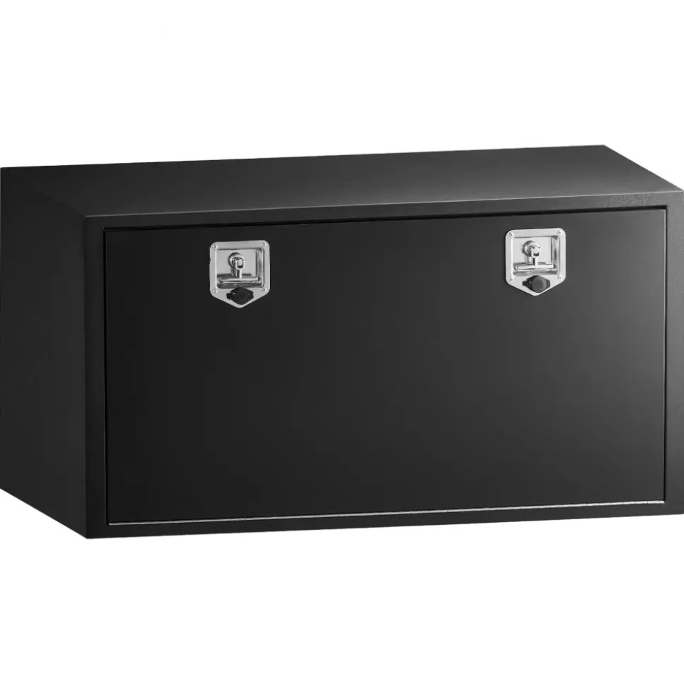 VEVOR Underbody Truck Tool Box, 48 x 24 x 24 Inch Heavy Duty Steel Trailer Storage Box with Lock & Keys, Waterproof Trailer Storage Organizer Under Body Chest with T-Handle for Truck, Van, SUV, Black