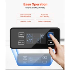VEVOR Undercounter Built-in Ice Maker, 66 Lbs/Day Under Counter Nugget Ice Maker Machine with Reversible Door Stainless Steel, Freestanding Ice Maker for Commercial Home Kitchen, Electric Drainage